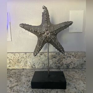 Metallic Starfish Sculpture on Stand